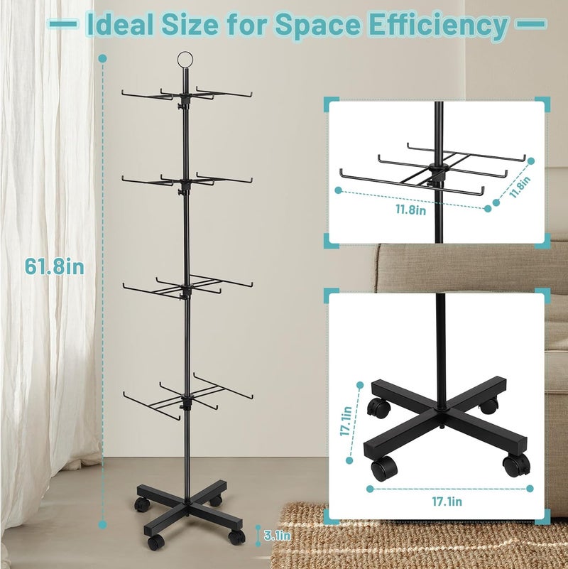 Flenpptly Retail Display Stand Rotating Display Stand 4 Tier Spinning Display Stand for Craft Shows, Jewelry, Keychain, Earring Adjustable Height Retail Display Racks (Black) - Image 2